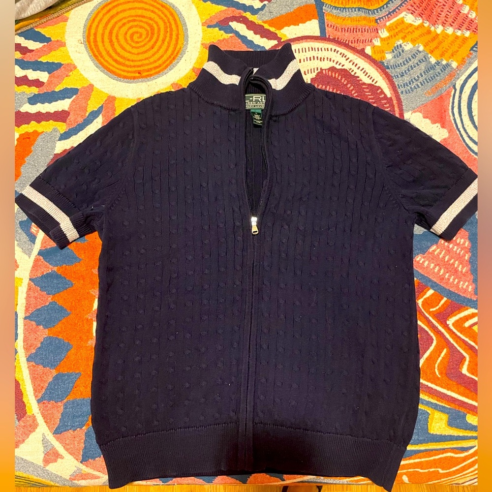 Lauren Ralf Lauren navy blue knit cardigan size L